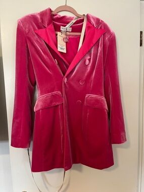 House of CB Hot Pink Cristalle Double-Breasted Blazer Dress